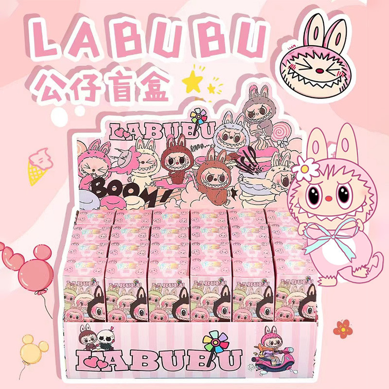 48pcs สะสมตัวละ ครขนาดเล็กเดส LabubuV2 ลาบูบู้นั่ง ก์ท็อปตัวการ์ตูนนั่งหุ่นสดใสกา สมสําหรับโต๊ะunhcxeth กล่องสุ่มลาบูบู้