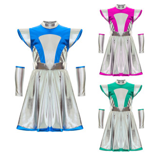 6-16 เด็กสาวฮาโลวีนคนต่างด้าวคอสเพลย์เครื่องแต่งกายด้านนอกพื…