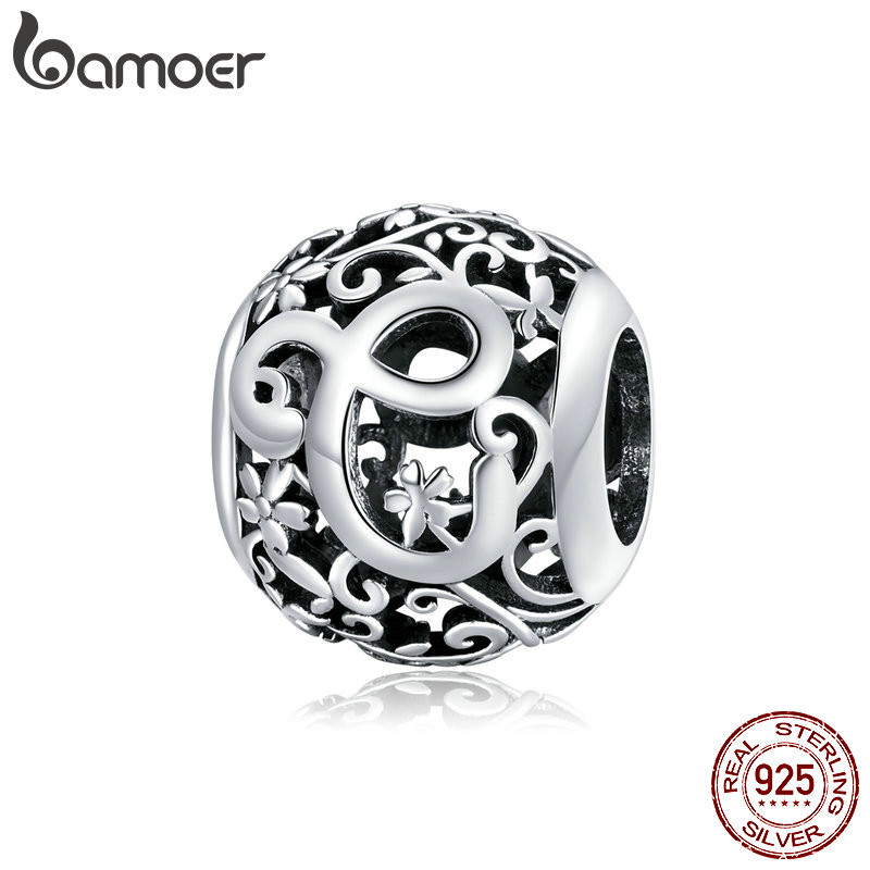 Bamoer 925 เงินสเตอร์ลิง Sliver สร้อยคอตัวอักษรป่า C Design Simple DIY สําหรับสร้อยข้อมือผู้หญิง SCC