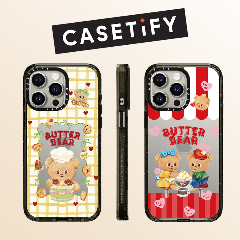 Drop proof glitter CASETIFY เคสโทรศัพท์สําหรับ iPhone 16promax 16pro 16 plus 15Pro 15promax 14promax 14pro 13promax Butter Bear เคสแข็งสําหรับ 12pro iPhone 13 กรณีแกะสลักคุณภาพสูง