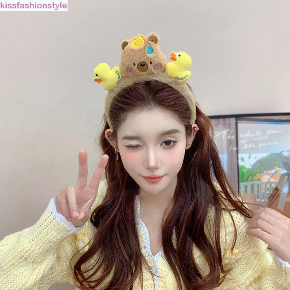 Kissfashionstyle ที่คาดผม Capybara เป็ดกันลื่นสัตว์ผมปุย Hoop, Creative Kawaii ตลกสไตล์เกาหลีการ์ตูน Hairbands สาว/หญิง