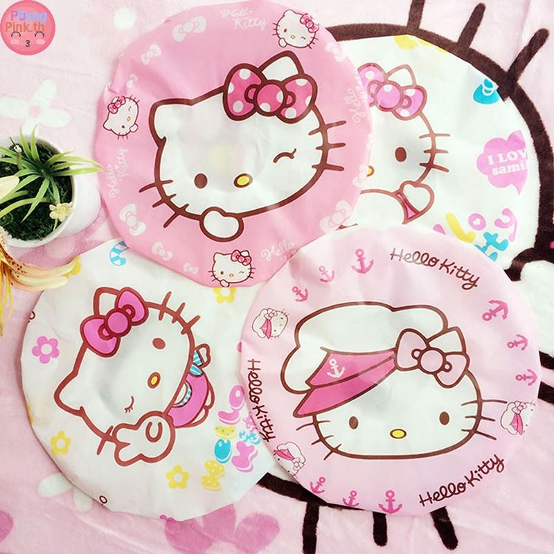 Puinkk Sanrio Hello Kitty หนาขนาดใหญ่ผู้ใหญ่หมวกอาบน้ํา Melody Wash Care หมวกหมวกอาบน้ําหมวกกันน้ําอาบน้ําเครื่องมือ TH