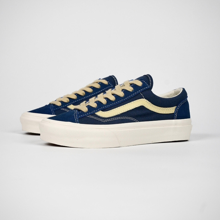 VANS Vault OG Style 36 Black Blue Beige รองเท้าผ้าใบส้นแบน