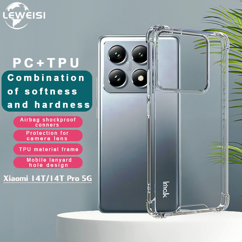 Imak PC + เคสโทรศัพท์ TPU สําหรับ Xiaomi 14T Pro 14T 5G โปร่งใส Anti-fall Shock- absorbing Anti-Pollution