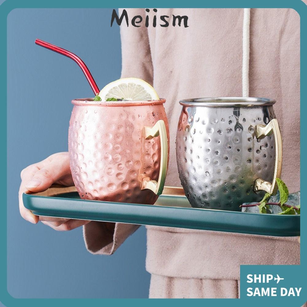 MEIISM ถ้วยทองแดงบริสุทธิ์, 500ml Moscow Mule ถ้วยแก้ว,พร้อมที่จับโลดที่แข็งแกร่งเรียบเสร็จสิ้นตอก H