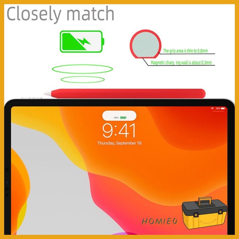 Homie0 สําหรับ Apple Pencil 2 ซิลิโคนสําหรับกรณีแท็บเล็ตสําหรับปากกาสัมผัส Stylus นุ่มแขนป้องกัน Sweat-proof ฝาครอบ Anti-sli