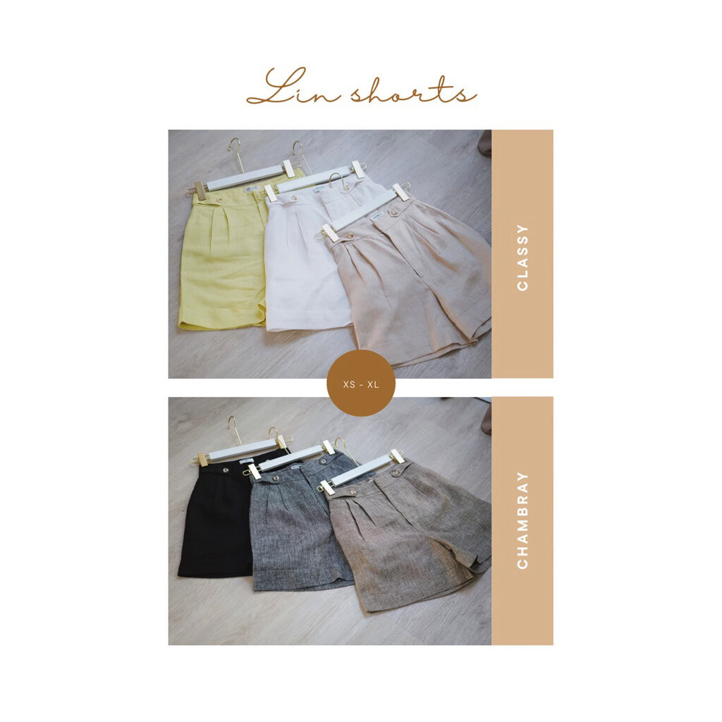 Lin shorts กางเกงขาสั้นเอวสูง ผ้าลินินญี่ปุ่นแท้ เนื้อผ้านิ่ม ใส่สบาย รับประกันไม่คันเเน่นอน - รูปที่ 4