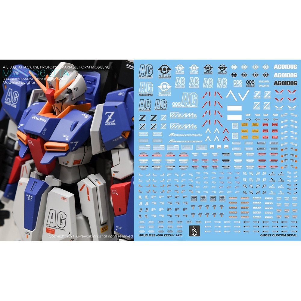 20250703 YAN GHOST HG HGUC 1/144 Zeta MSZ-006 Z Water Slide Decal Fluo Effect ไม่ใดชิ้นส่วนหรือชุด Y