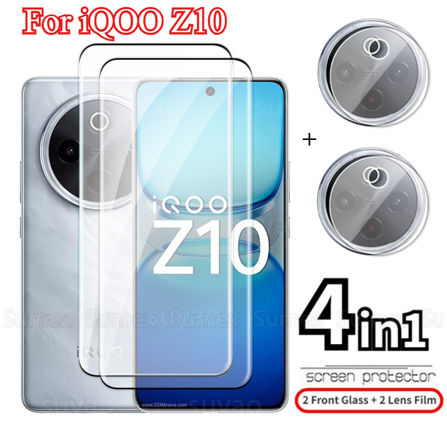 4in1 กระจกนิรภัยสําหรับ iQOO Z10 5G 2025 ป้องกันหน้าจอฟิล์มกล้องเลนส์ป้องกันฟิล์ม Cove Vivo iQOOZ10 