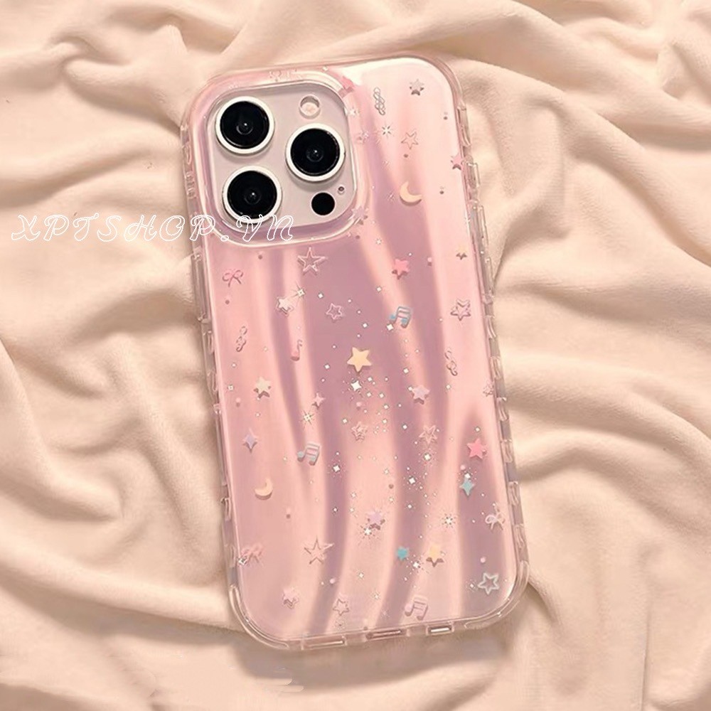 Star สีชมพูเคสโทรศัพท์สําหรับ iPhone 17 Pro Max iPhone 17 Air 16 Plus 15 14 13 12 11 กันกระแทกป้องกันปลอก