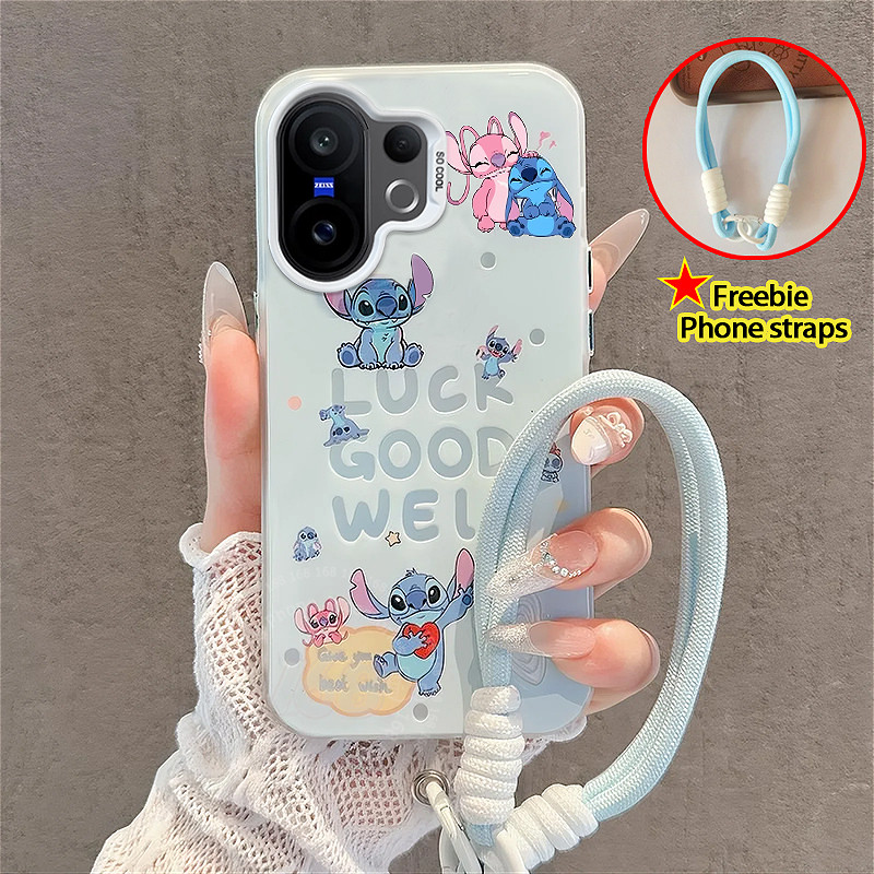 เคส Vivo X200 FE เคสน่ารักกระเป๋าสัตว์ประหลาดการ์ตูนตะเข็บกันกระแทกกรณีฟรีโทรศัพท์สร้อยข้อมือสายรัดเชือกเส้นเล็กด้านยากคู่กรณีสําหรับเด็กผู้หญิงเด็กนักเรียน