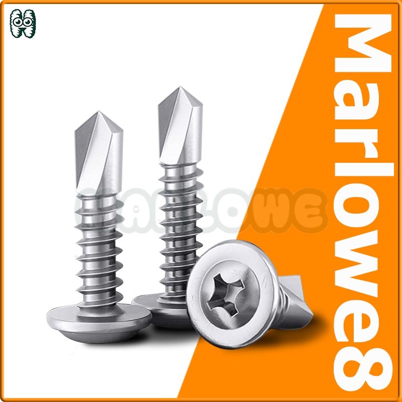 พร้อมส่ง🔥เบอร์ 8 สกรูปลายสว่าน มีให้เลือกหลายขนาด ถุงละ สกรูหัวร่ม ปลายสว่าน เจาะเหล็ก ยิงอลู เกลียว