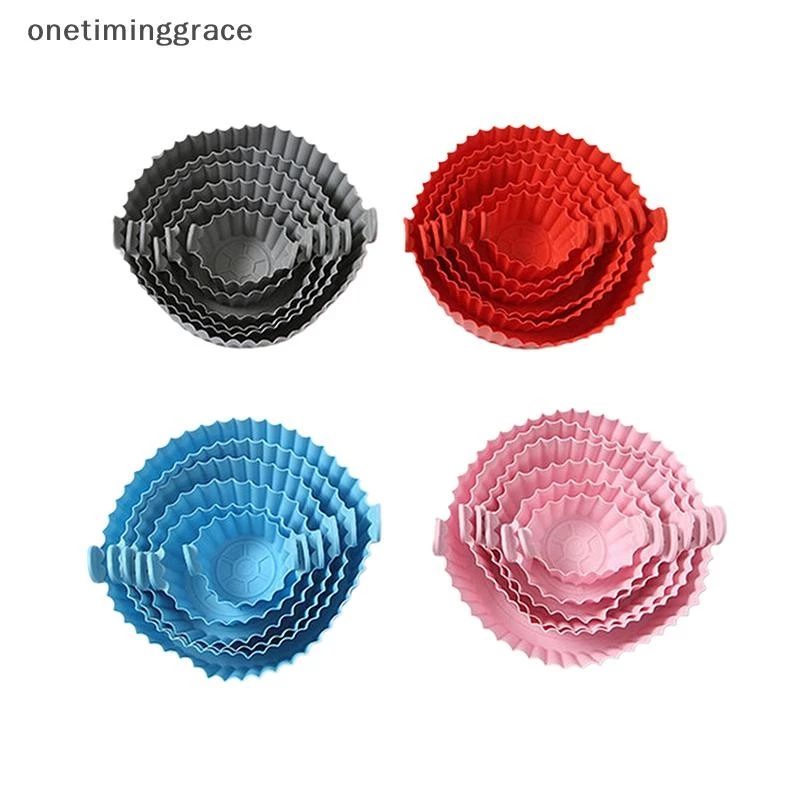 Onetiminggrace Air Fryer ถาดเตาอบถาดอบทอดตะกร้า Mat Air Fryer หม้อซิลิโคนเปลี่ยนกระทะย่าง Bakeware Pizza Pan OMA thumbnail 7