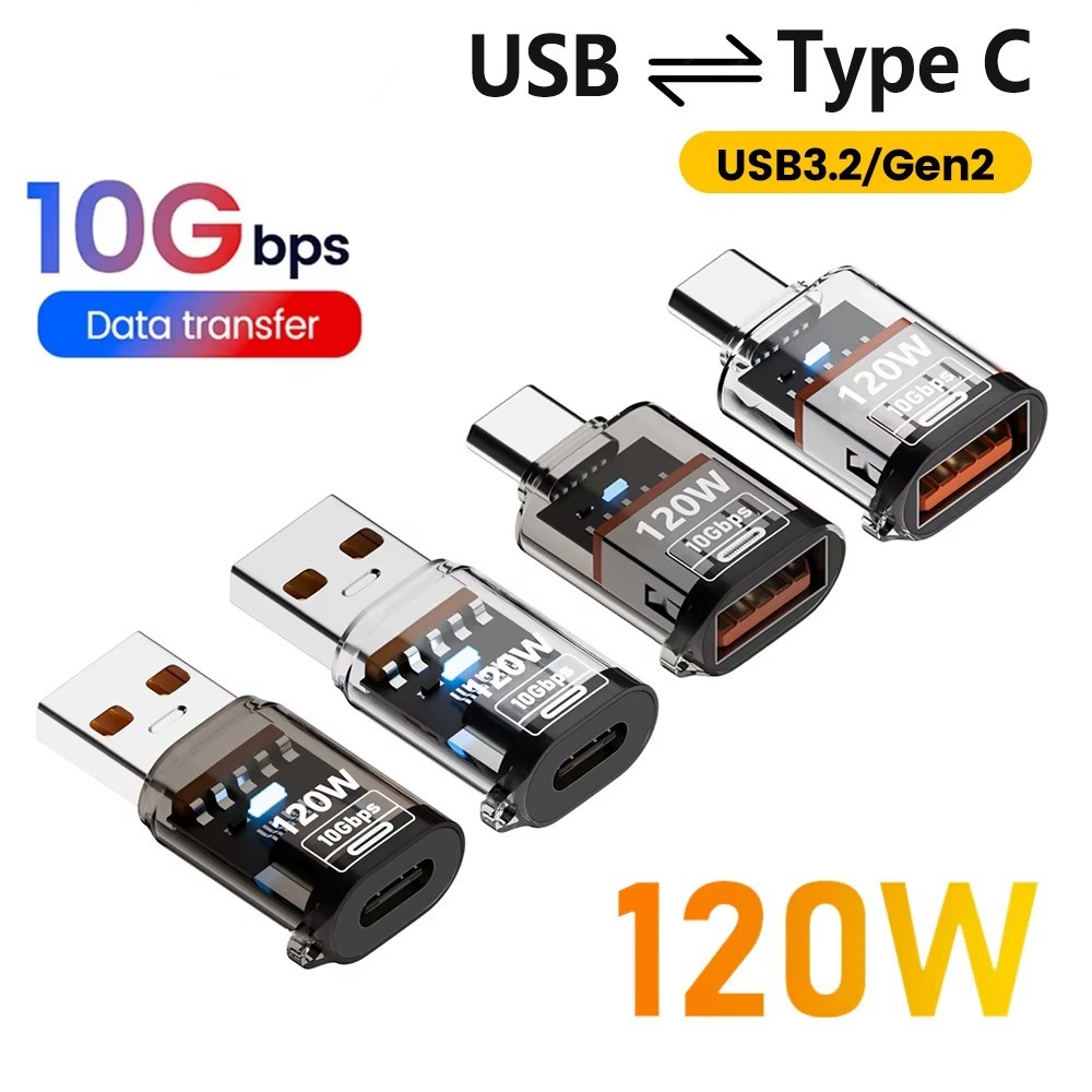 Twitch Gen2 USB3.2 OTG USB to Type C อะแดปเตอร์ 120W Fast Charging USB C ชาย USB หญิง Converter 10Gbps การถ่ายโอนข้อมูลความเร็วสูง