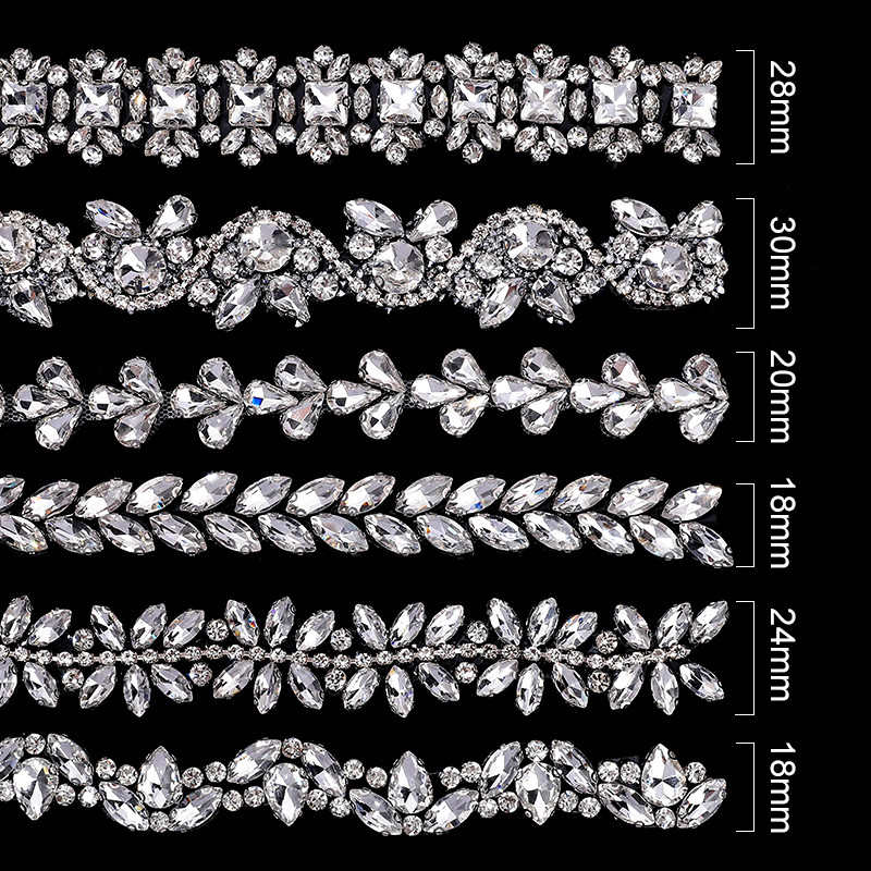 คริสตัล Rhinestone Trim สำหรับ DIY และซ่อม วิธีการยิงด้วยเหล็ก ใช้งานได้ทั้งชุดแต่งงานและกระเป๋า - รูปที่ 6