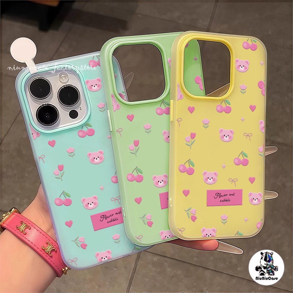 ขนมเยลลี่เรียบง่าย เชอร์รี่หมี For IPhone 11 15 16 12 13 14 Pro Max Plus เคส เคสไอโฟน13 กันกระแทก ซิลิโคน โทรศัพท์ปกหลัง