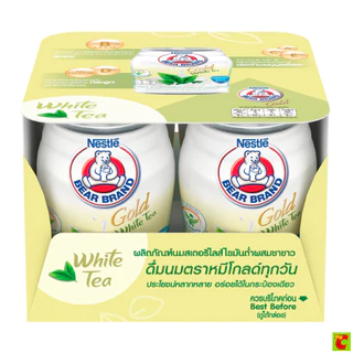 ตราหมี โกลด์ ผลิตภัณฑ์นมสเตอริไลส์ไขมันต่ำผสมชาขาว 140 มล. X 4 ชิ้น
