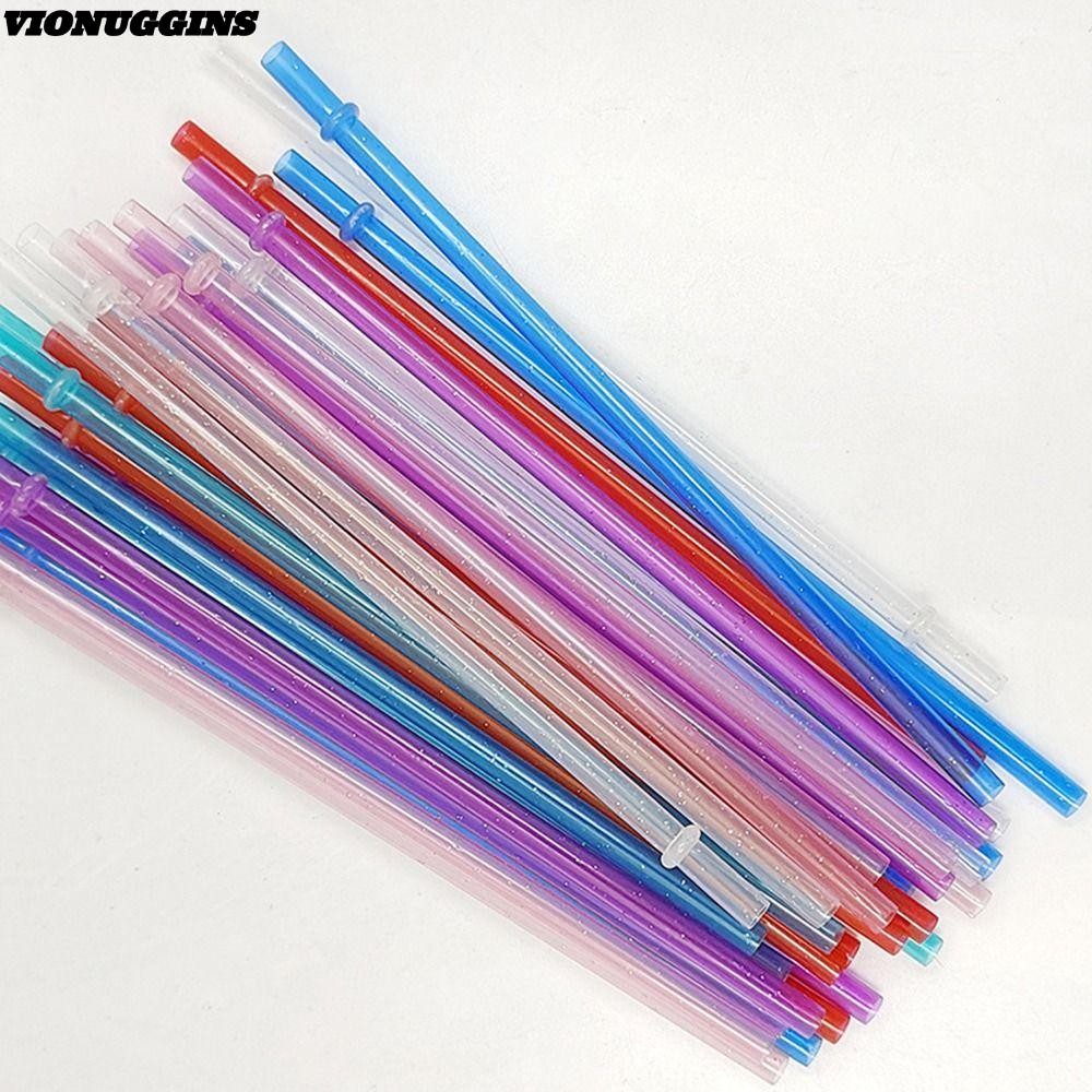 VIONUGGINS 1PC Glitter Straw, ถ้วยอุปกรณ์เสริมแบบพกพาผงทองหลอดพลาสติก, นํากลับมาใช้ใหม่ด้วยแปรงทําความสะอาดรถ Travel Cup ฟางรถถ้วยสําหรับ 40oz/30oz/20oz