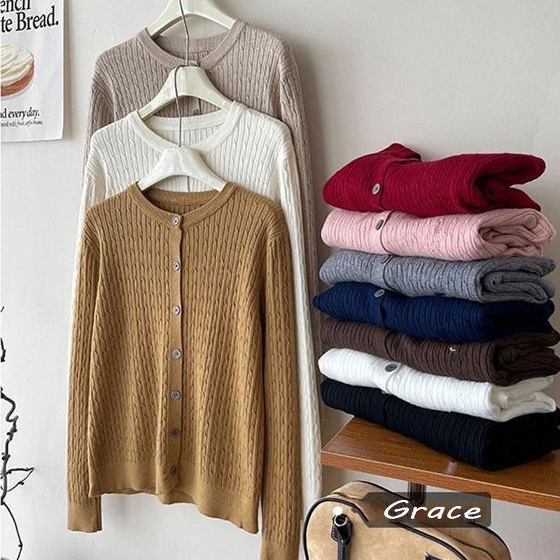 Chemsiegrace 88011 เสื้อไหมพรมงานถักแขนยาว ไหมพรม คอกลม ไซส์ใหญ่ รับลมหนาว คอลใหม่ พร้อมส่ง