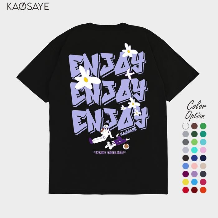 (TOP) KAYAE - เสื้อยืด Enjoy Your Day (Men & Women) - BLACK, S