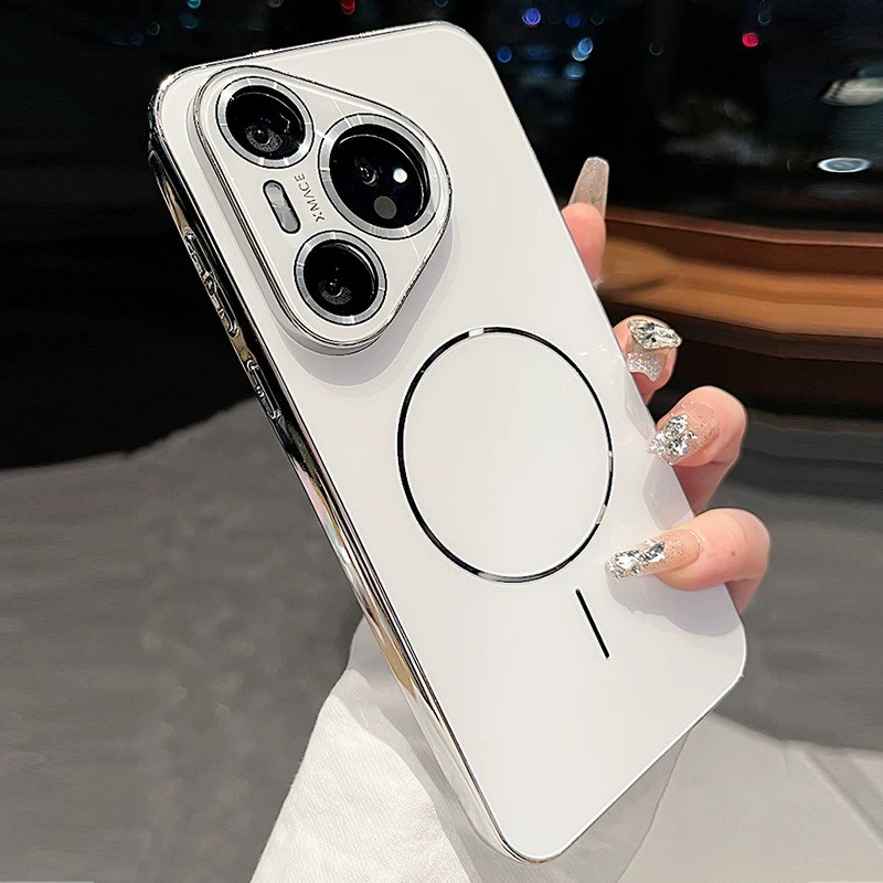 สําหรับ Huawei Pura 80 ultra Pura 90S 70 P60 Pro เคสโทรศัพท์ Frosted ชุบแม่เหล็กกรณีป้องกันกรณี