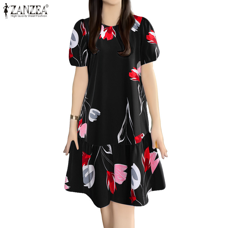 ชุดแฟชั่นเกาหลีสำหรับผู้หญิง แขนสั้นคอด.Round ลายละเอียดระบายรัฟเฟิล ใส่ออกท่องเที่ยวหรือใช้งานประจำวันได้