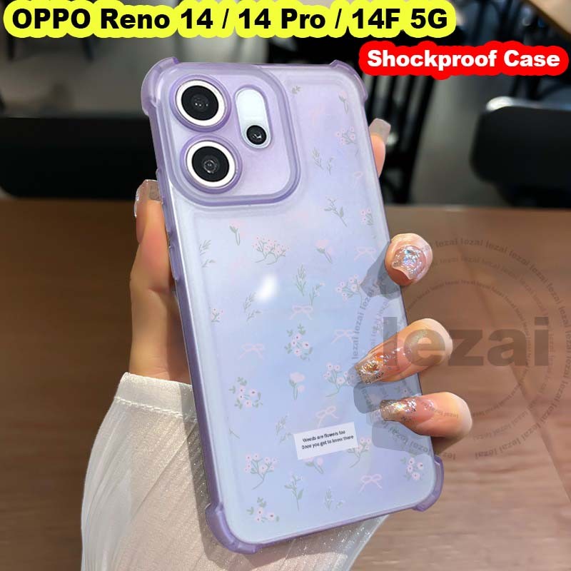เคสOPPO Reno 14F 14 Pro 5G 2025เคสOPPO Reno14F Reno14 Reno14Pro 5G กรณีดอกไม้ Clear Shock Proof Matt