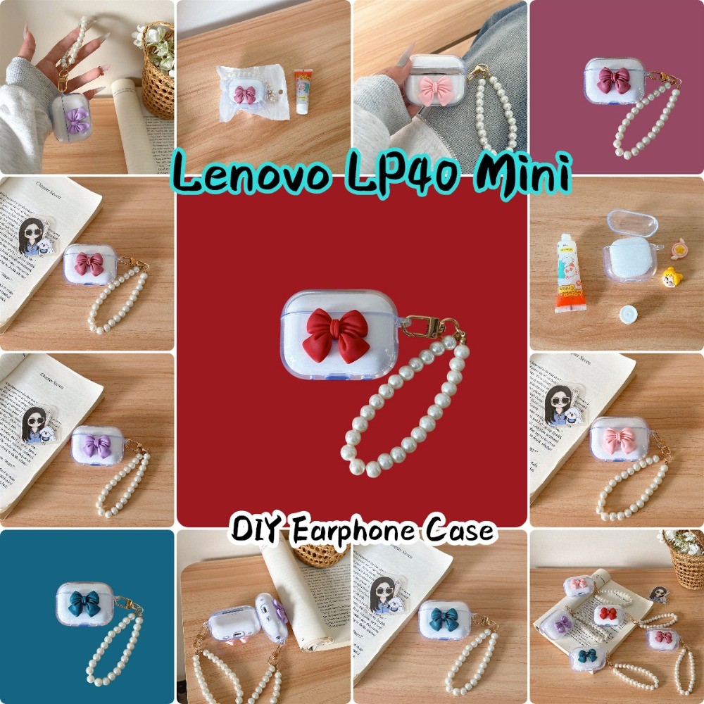 ส่วนลดสําหรับ Lenovo LP40 Mini Case Casing Soft Silicone DIY Colourful bowknot Headphone Case Cover 