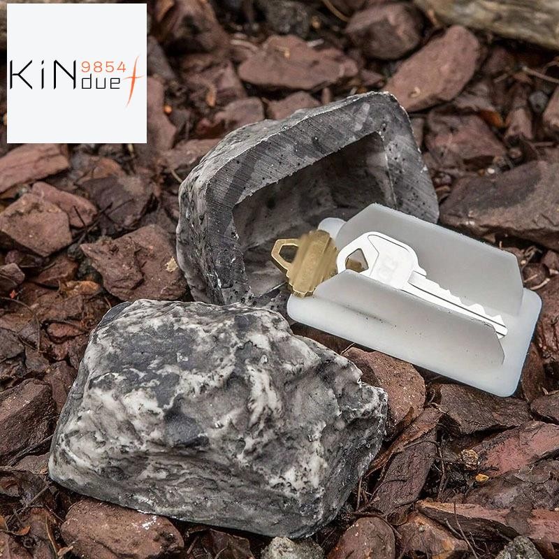 Hide-A-อะไหล่-Key Fake-Rock - ดูชุดหินจําลองชุดกล่องเก็บกุญแจเรซิ่น