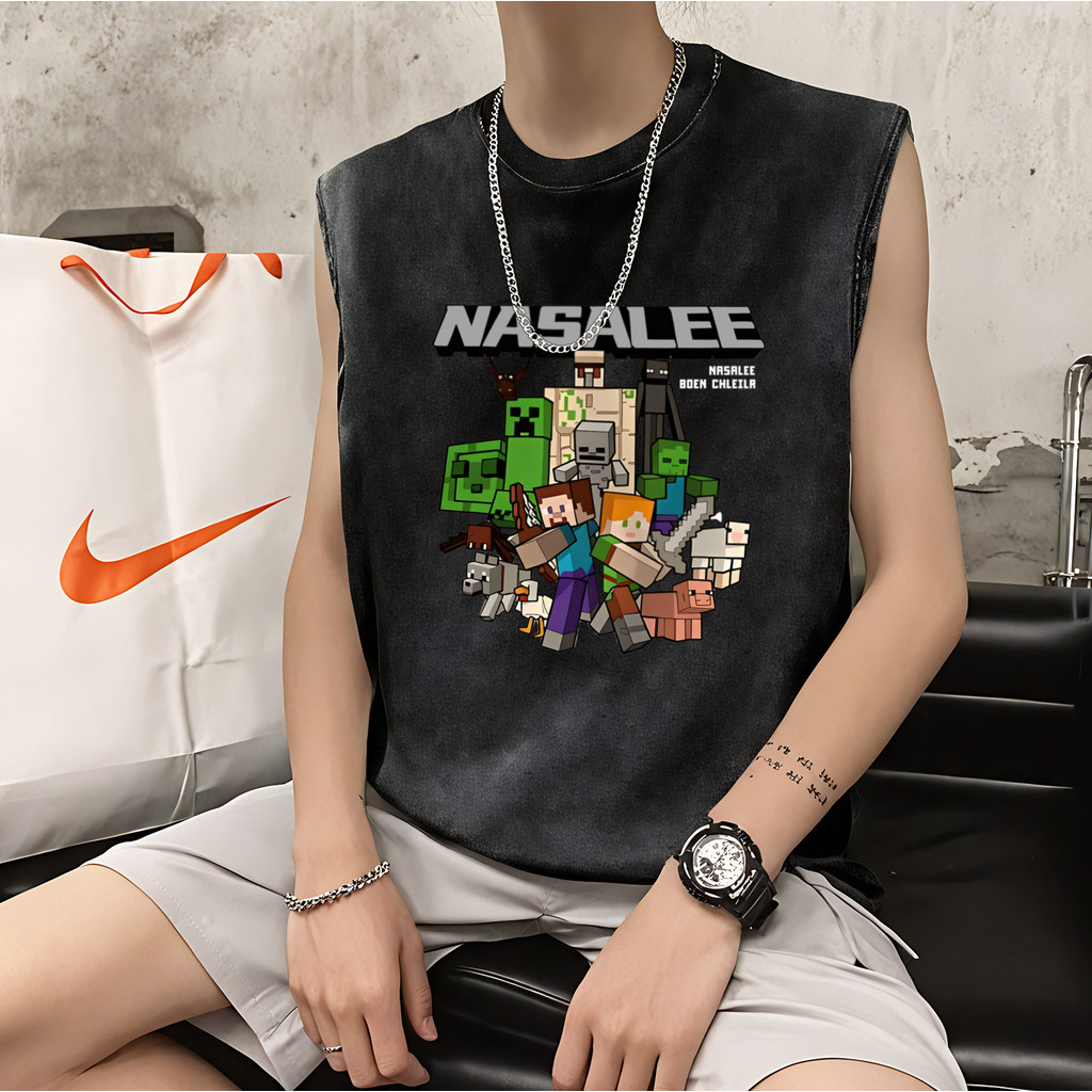 Y-T🐻เสื้อยืดชาย เสื้อกล้าม แขนกุด สวมใส่สบาย ผ้าฝ้าย100% คุณภาพสูง ลาย "NASALEE" ไม่ต้องรีดผ้า สไตล์