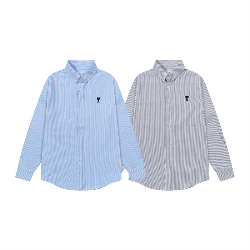 Street Unisex ผู้ชายคลาสสิกและไม่ซ้ําใครและ wome cotton Stripes เสื้อเชิ้ตสีดําเย็บปักถักร้อยลําลองอเนกประสงค์เสื้อขนาดบวกผู้ชายและผู้หญิง