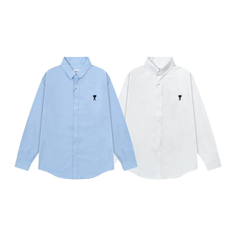 เสื้อเชิ้ตโอเวอร์ไซส์แขนยาวปักลายสีดำ สำหรับทั้งผู้ชายและผู้หญิง