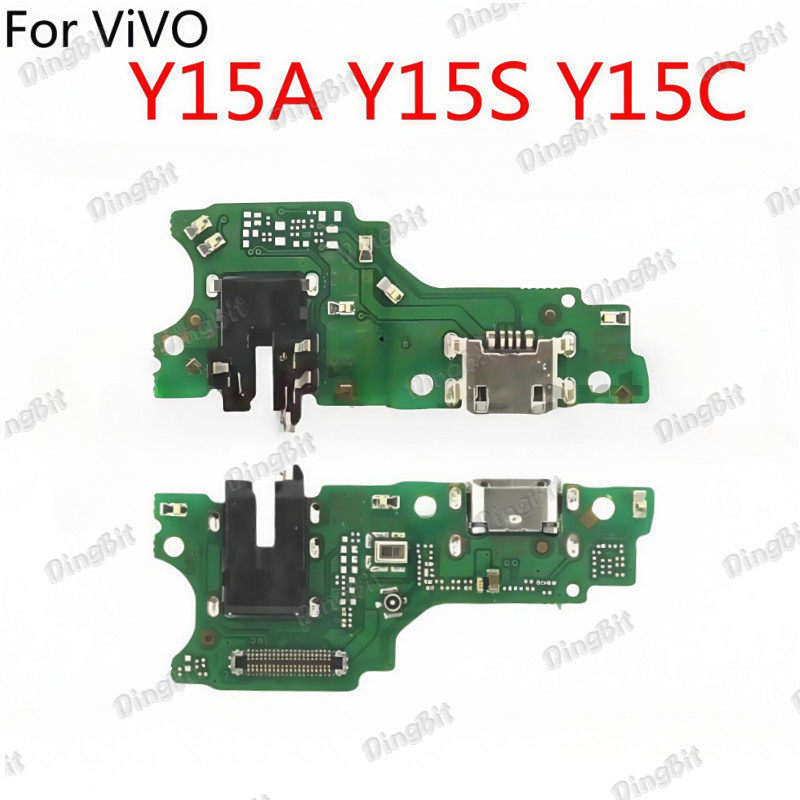 USB ชาร์จพอร์ตเชื่อมต่อบอร์ดชิ้นส่วน Flex สายพร้อมไมโครโฟนสําหรับ Vivo Y15A Y15S Y15C