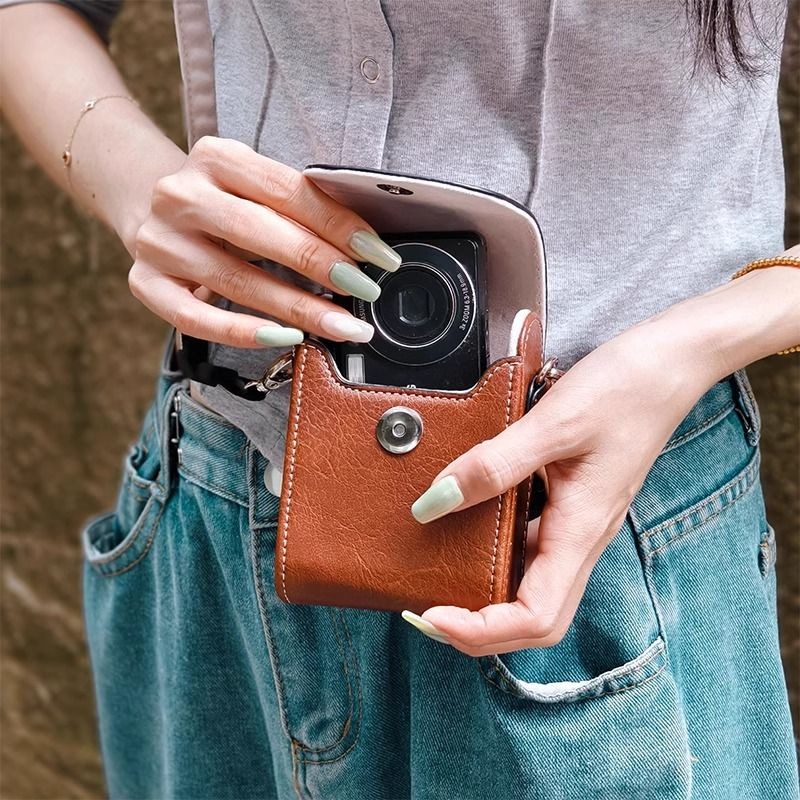 กระเป๋ากล้องดิจิตอล เคสหนัง Halter คอ ccd Canon G7X2/G7X3 Sony การ์ดสีดํา RX100 กระเป๋าสะพายแนวทแยง 