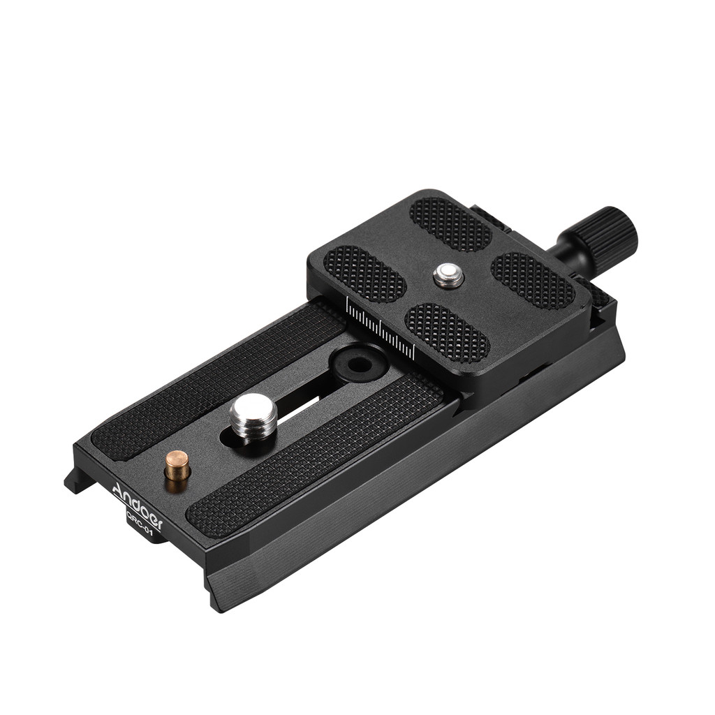 Andoer QRC-01 Quick Release Plate QR Plate อลูมิเนียม 1/4 นิ้ว & 3/8 นิ้วสกรู Compatibel พร้อม Manfr