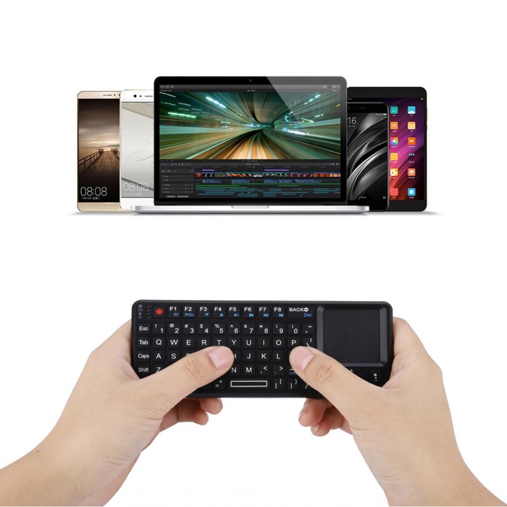 EACAM 2.4GHz คีย์บอร์ด Ultra Mini Wireless Touchpad แบบชาร์จไฟแบ็คไลท์สำหรับ PS3/4 360 ด้วยการรบกวนที่แข็งแกร่ง