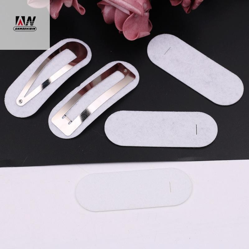 [LO] 100pcs รูปไข่ไม่ทอ Tear Drop snap คลิป spacers สี่เหลี่ยมผืนผ้า Felt pads แพทช์ appliques สําหรับสี่เหลี่ยมผืนผ้า hairpins อุปกรณ์เสริม TH
