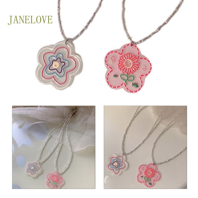 Colored Flower Necklace Handmade Bohemian Seed Bead Necklace Clavicle Necklace