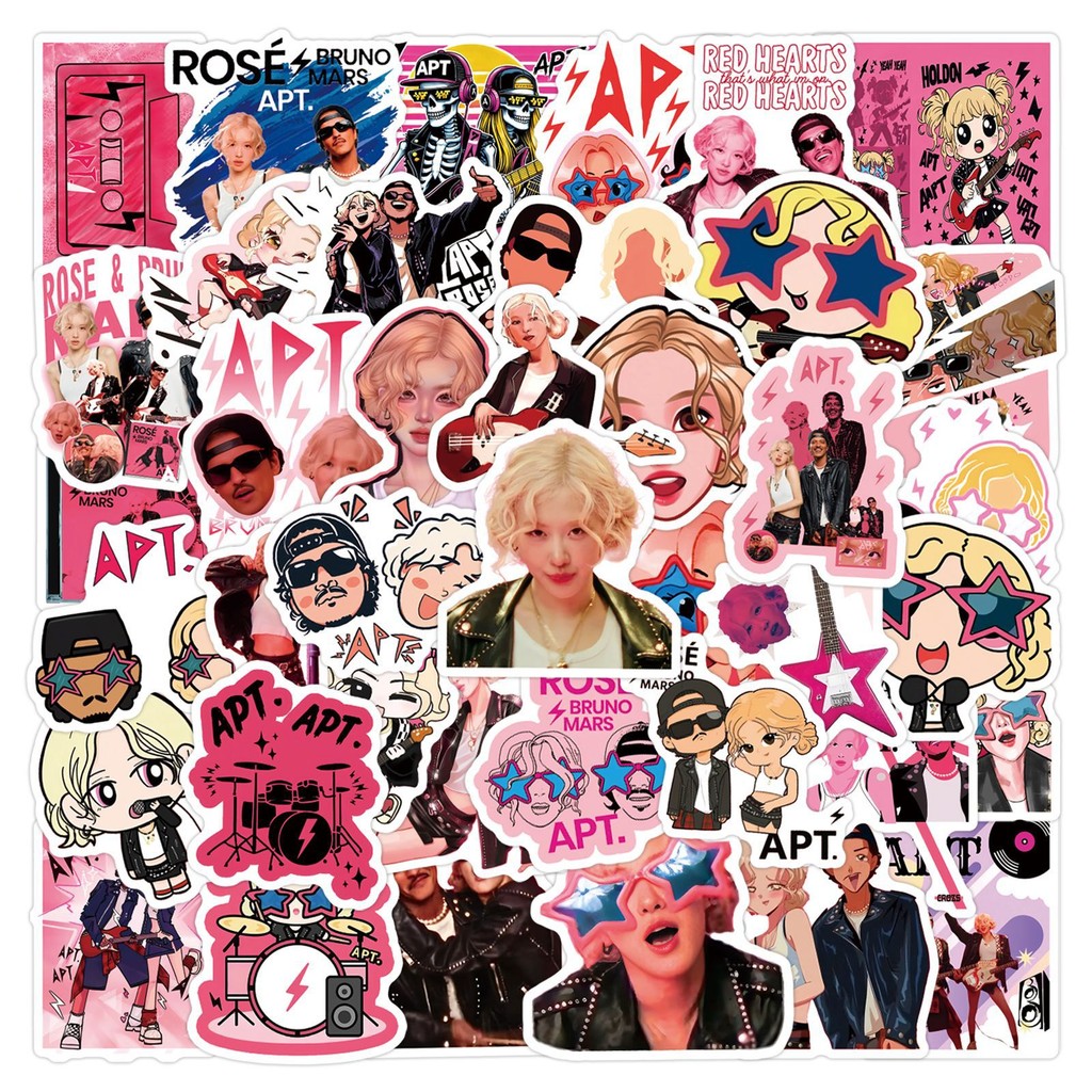 55 ชิ้น APT Song Rosé Graffiti สติกเกอร์ - DIY ตกแต่งสําหรับสกู๊ตเตอร์และโน้ตบุ๊ค (สงสัย)
