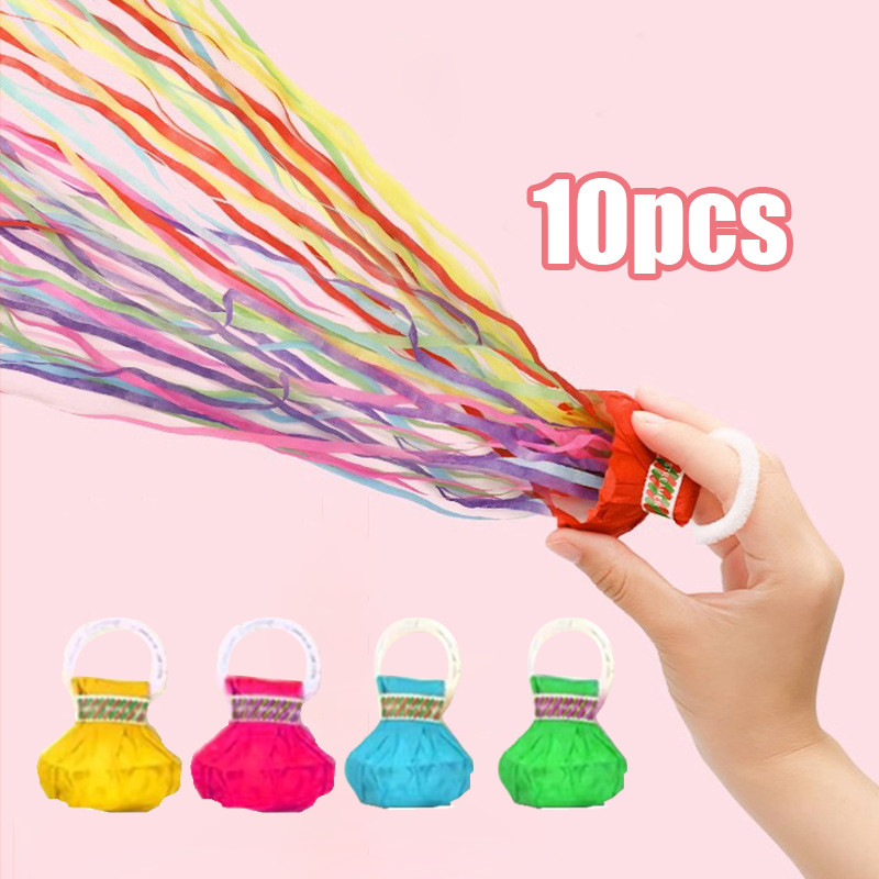 10PCS Confetti Party popper Party Streamer Ribbon Roll Hand Throw Confetti กระดาษ Crepe Hand Magic S