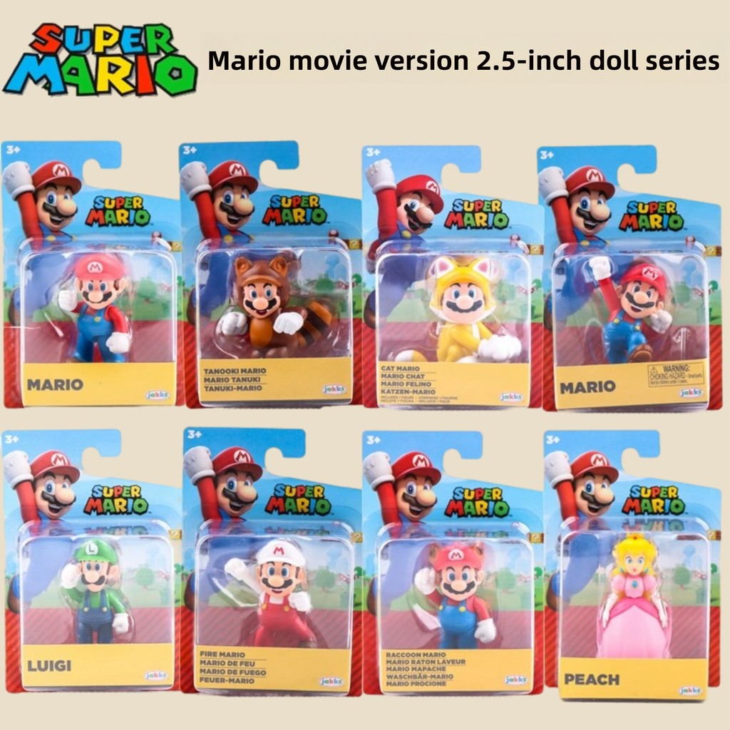Jakks Pacific Super Mario Bros Movie Action Figure – Mario Luigi Peach PVC Model Toy Collectible