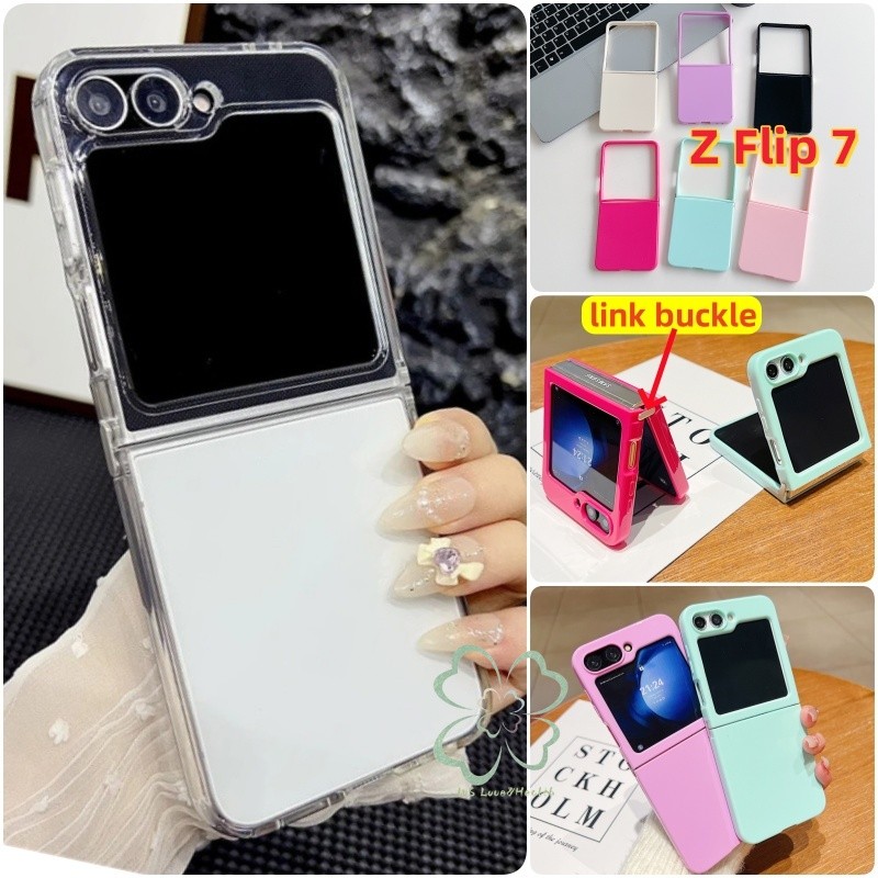 Ultra Thin Candy Color Link Buckle Soft Case สําหรับ Samsung Galaxy Z Flip 7 Z Flip 6 Z Flip 5 Z Fli