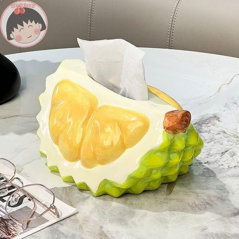 Gent 2025 ใหม่ทุเรียนรูปกระดาษผ้าเช็ดตัว Creative ความจุขนาดใหญ่กล่องเก็บกระดาษทิชชู Smooth กระดาษคอนเทนเนอร์กล่องกระดาษทิชชู EN