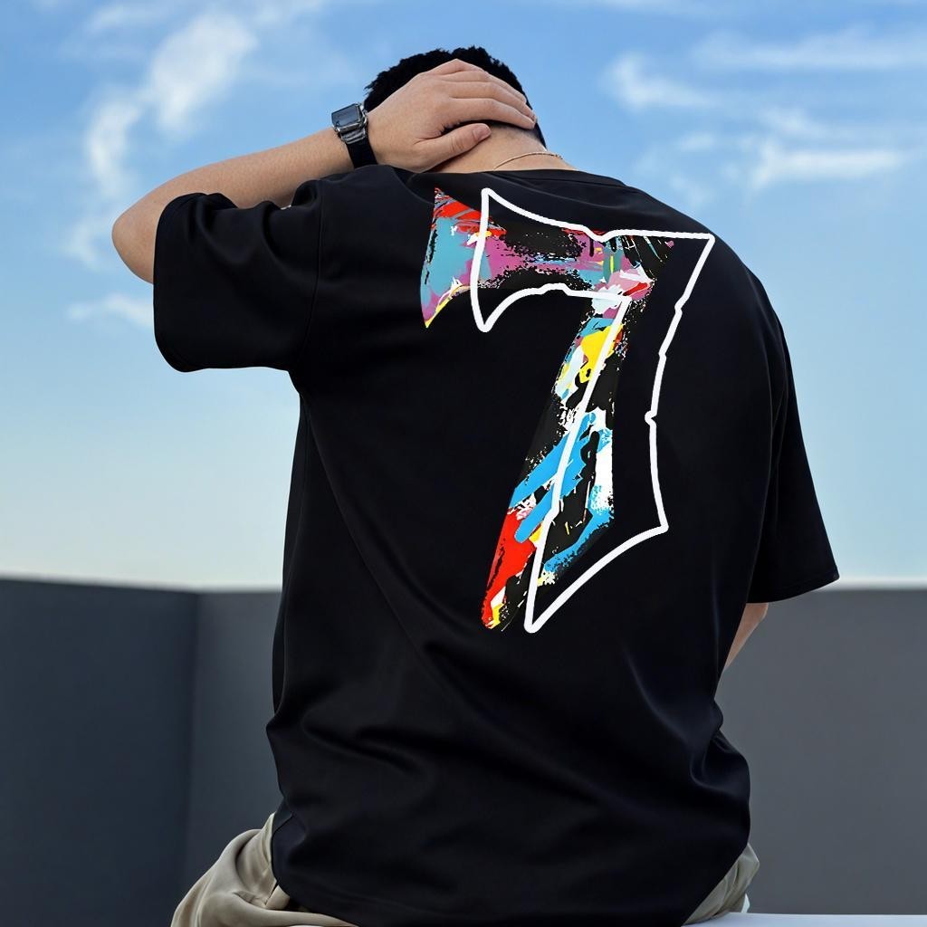 Basi💥เสื้อยืด oversize unisex สตรีทแฟชั่น โคตรนุ่ม เสื้อ cotton 100% ไม่หดตัวลาย เสื้อไม่ยับ ลาย "Seven"