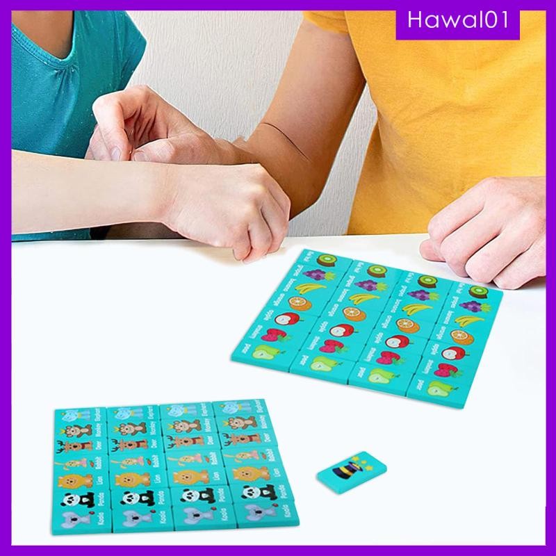 [Hawal] 36 ชิ้น Montessori Dominos ของเล่นไม้ Dominos Puzzle การเรียนรู้ในช่วงต้นทักษะเชิงปฏิบัติสํา