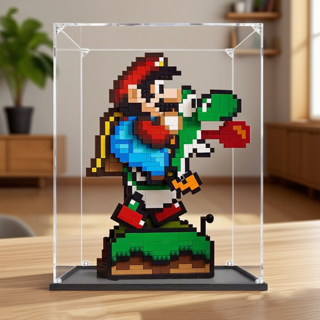 กล่องใส่เลโก้ Lego 71438 Mario & Yoshi กล่องอะคริลิคใส ตู้โชว์ Super Mario ใส่ Labubu กันฝุ่น