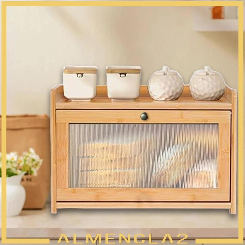 [Almencla2] กล่องขนมปังไม้ไผ่สําหรับห้องครัว Farmhouse พร้อมฝาปิดอะคริลิค Farmhouse Breadbox สําหรับ