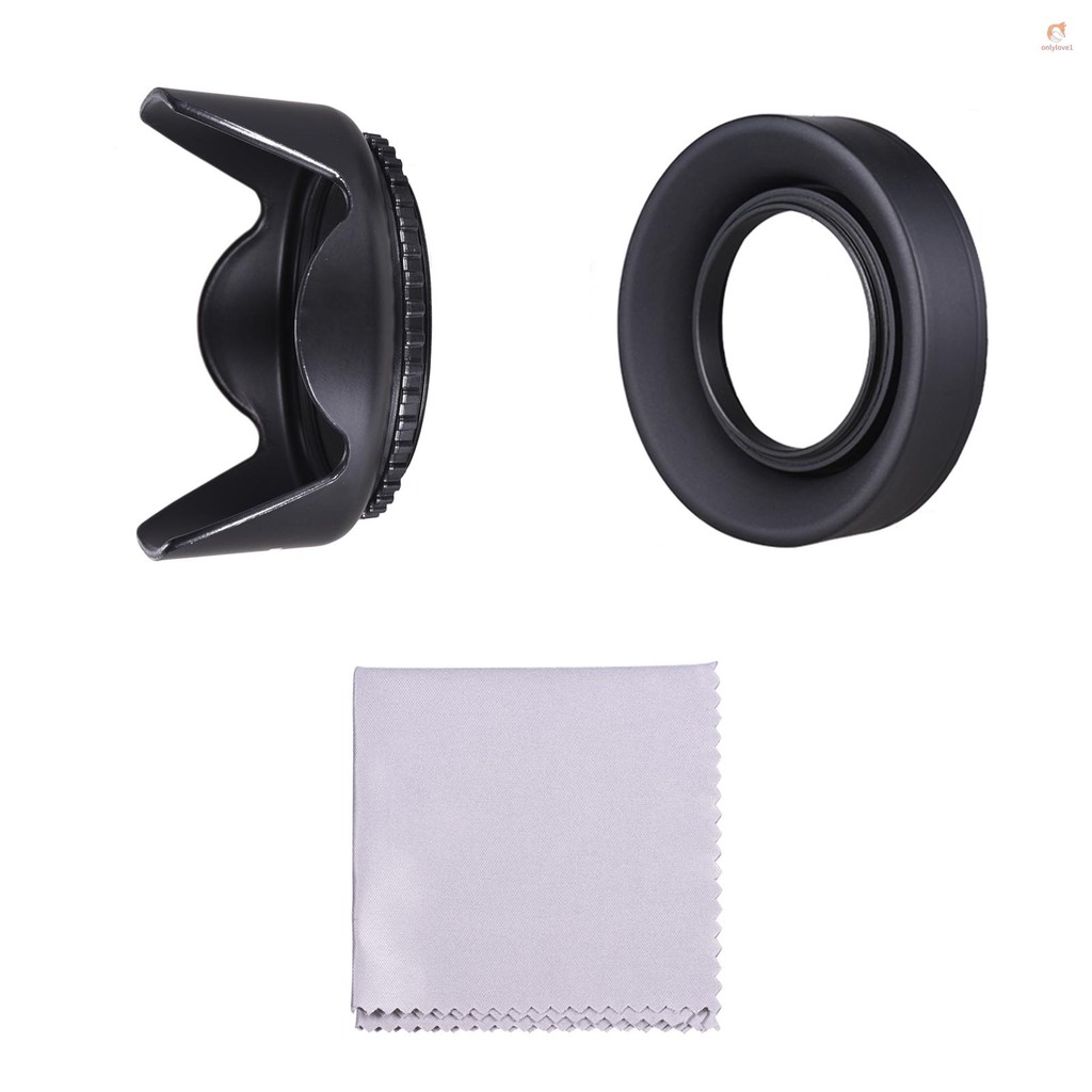 67 มม.ชุดเลนส์ Tulip ดอกไม้เลนส์ + ยางพับเลนส์ + ผ้าทําความสะอาดเลนส์สําหรับ Canon EOS 7D 70D 77D 80