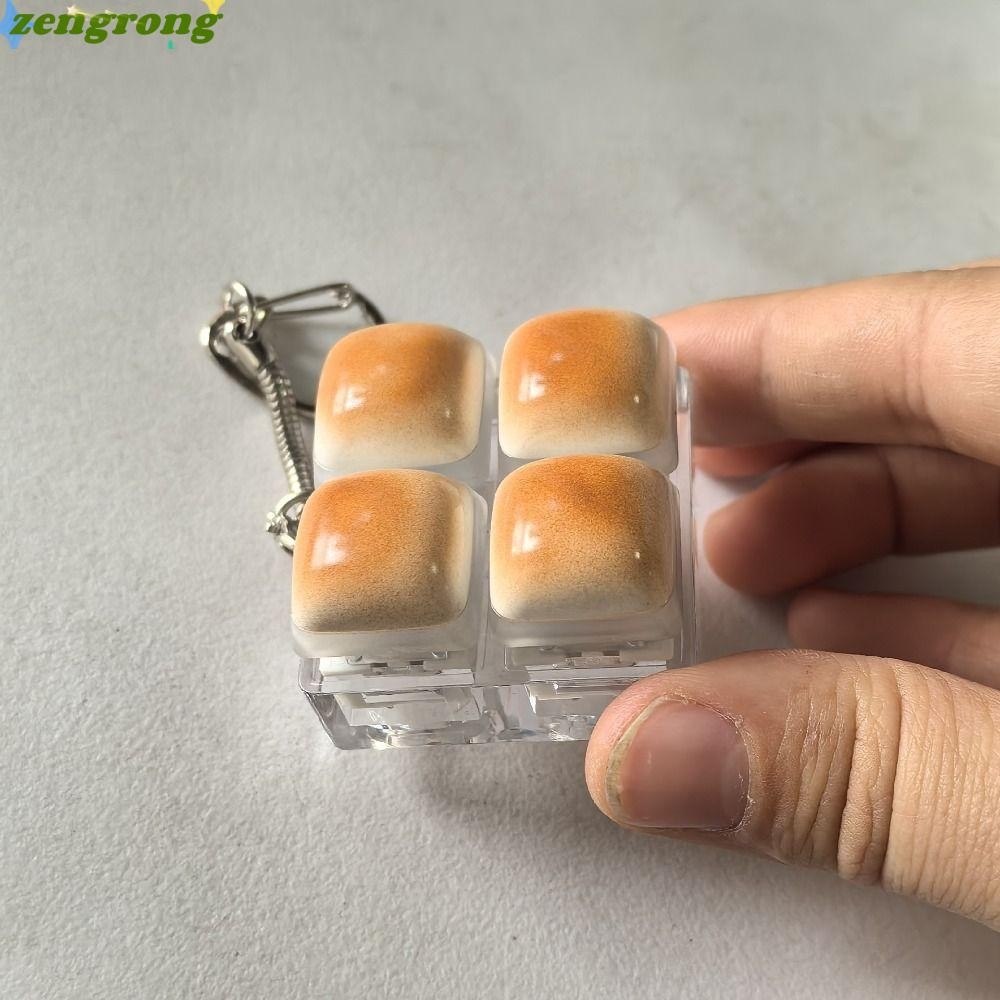 ZENGRONG พวงกุญแจ Fidget, การออกแบบขนมปังคาราเมลปุ่มฝาครอบคีย์บอร์ดนิ้ว, DIY คีย์บอร์ดบรรเทาความเครียดปุ่ม Keycap พวงกุญแจผู้ใหญ่