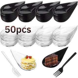 50ชิ้น ช้อนพลาสติกใสแบบใช้ครั้งเดียวสำหรับขนมหวานและของหวาน ช้อนขนมหวาน ช้อนหยดน้ำ